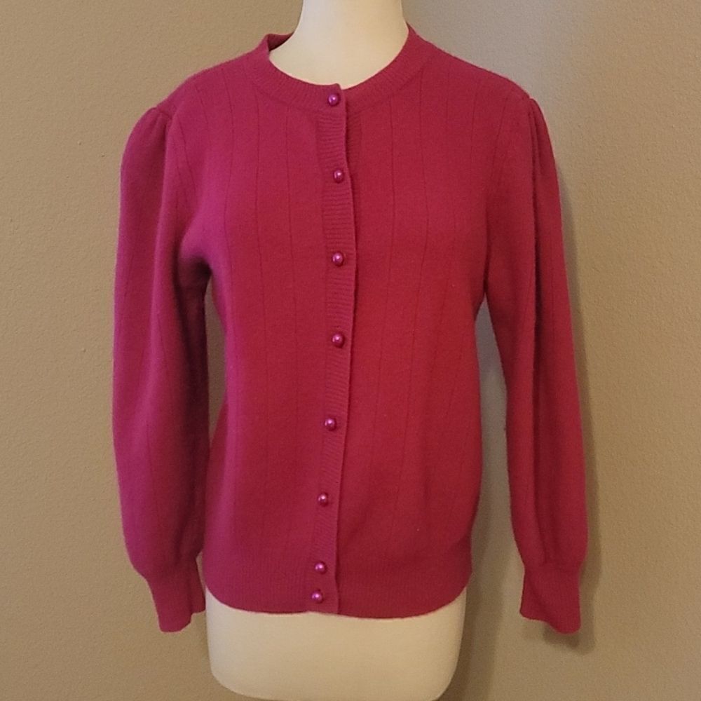 Vintage Adele‎ Joyce lambwood /angora cardigan size large.